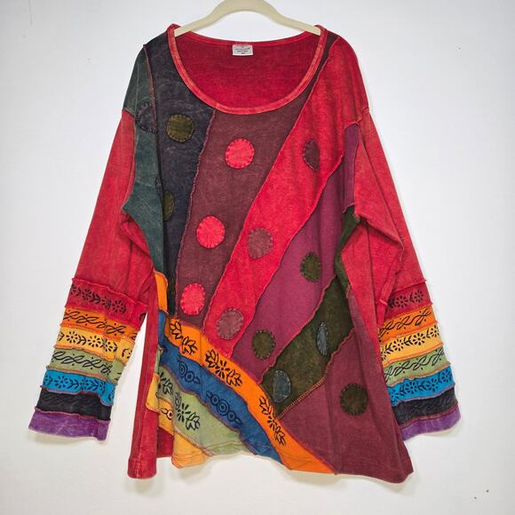 Greater Good Patchwork Women's Top. Size 4XL. - Picture 1 of 8